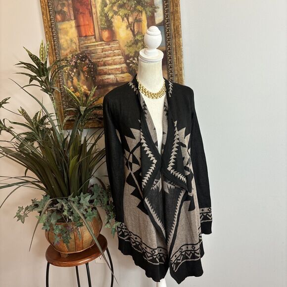 Staccato Woman S Cardigan Tribal Aztec Southwest Southern Boho Long Sleeve Open - Picture 2 of 11